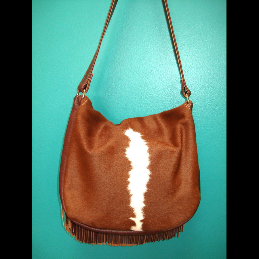 “Texas Star” Handmade Cowhide Handbag with Fringe